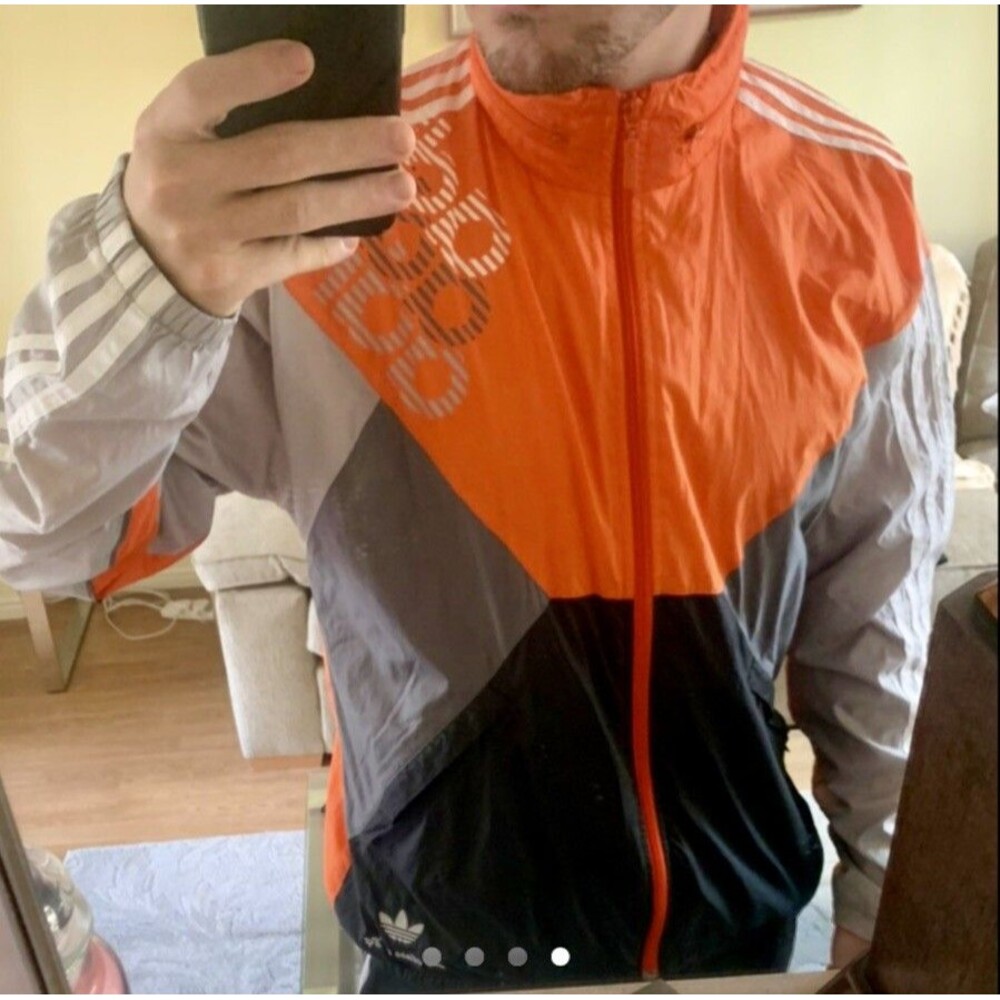 Adidas Originals 80s Rare Vintage 1984 Jacket Windbreaker Orange Gray L